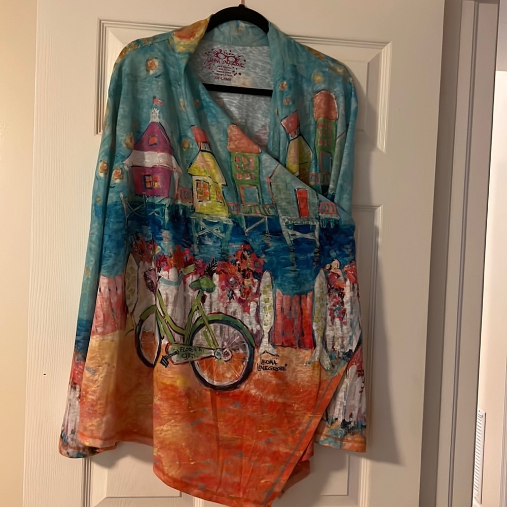 Leona Lovegrove jacket. XXL.  Tropical print; Copyright artwork